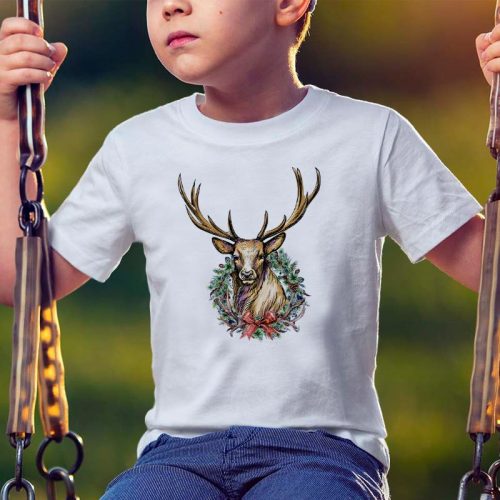 Karácsonyi ajándék vadászoknak_Szarvas mintás gyerek póló 