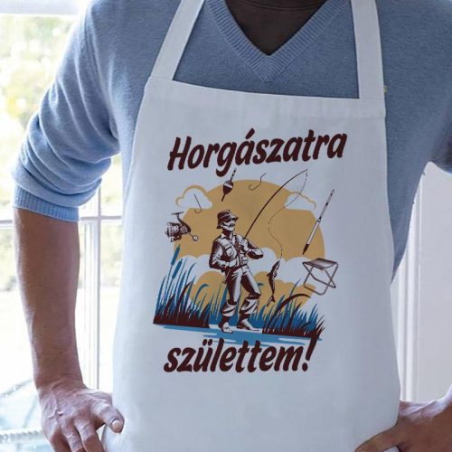 Pecás ajándék_Horgászatra születtem kötény 