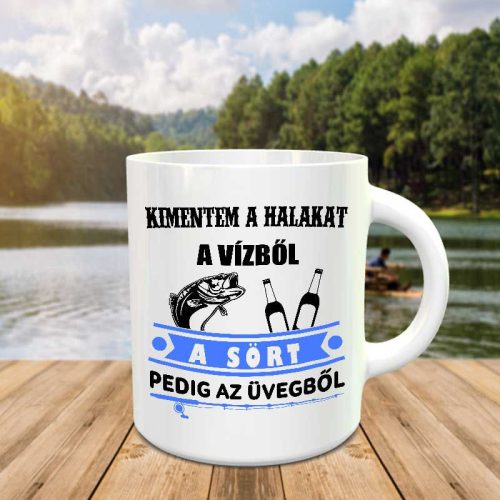 Vicces horgász bögre_Kimentem a halakat vízből 